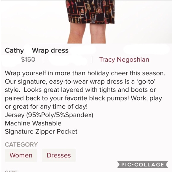 Boutique-Tracy Negoshian Cathy Wrapdress tasselprt - Picture 3 of 4